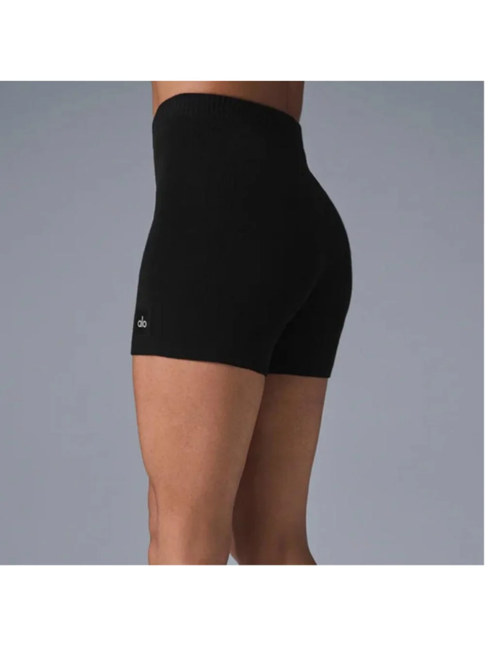 Alo Yoga Scholar Knit High-Waist Cotton Blend Short - Size XS